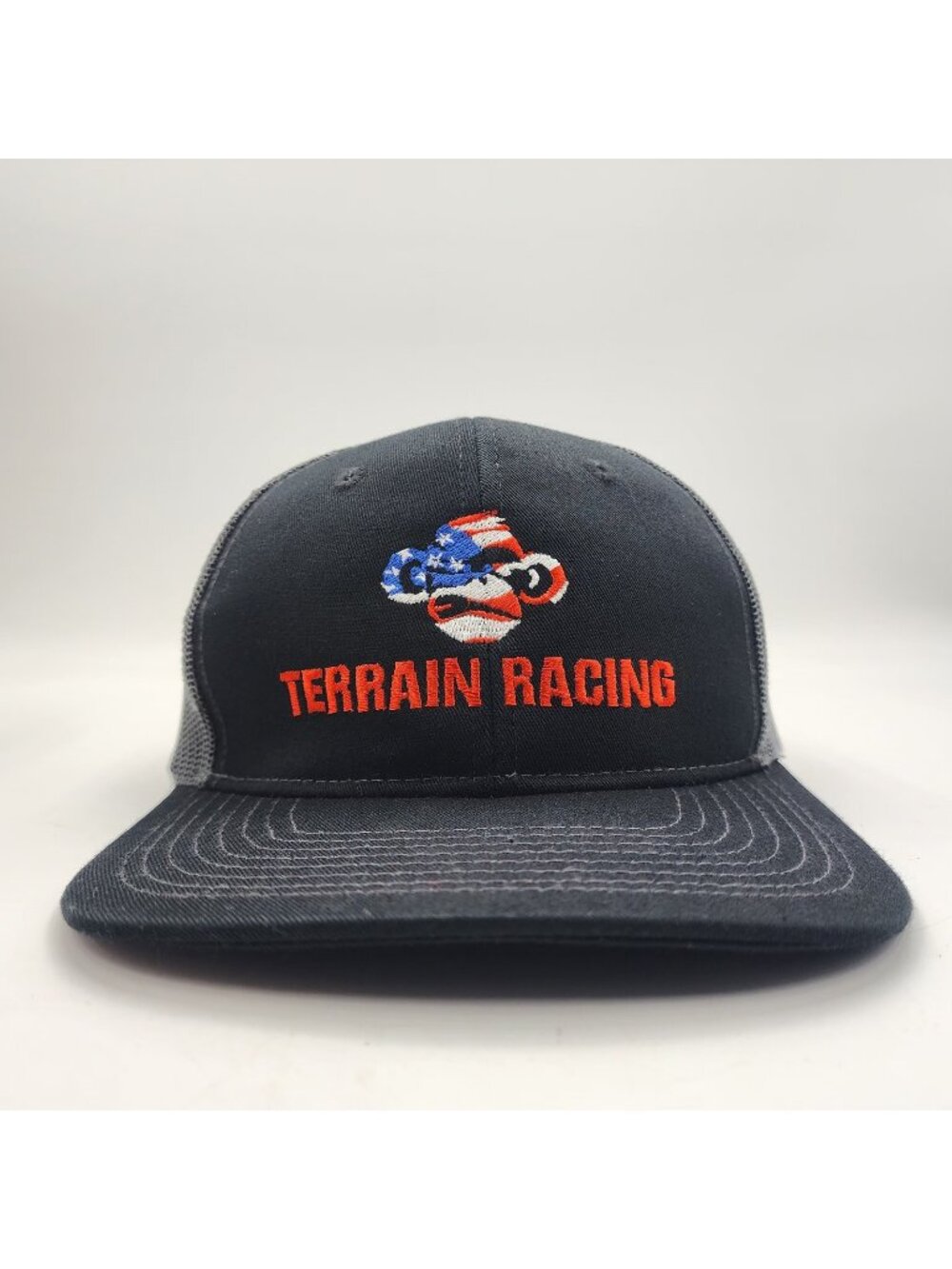 Port Authority Terrain Racing Mesh Snapback Trucker Hat Black Gray